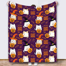 Halloween Throw Blanket Cozy Microfiber Blanket Soft Flannel Throw Festive Home Pumpkin Ghost - Purple - Size 130cm*150cm