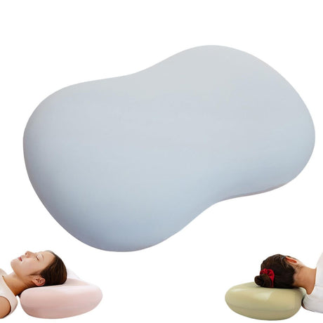 21.6*13.7*3.5inch Ice Silk Neck Support Pillow,Soft Ergonomic Memory Foam Pillow for Side Sleeper,Slow Rebound Head Neck Pillow with Washable Cover - Blue - Size 21.6*13.7*3.5inch