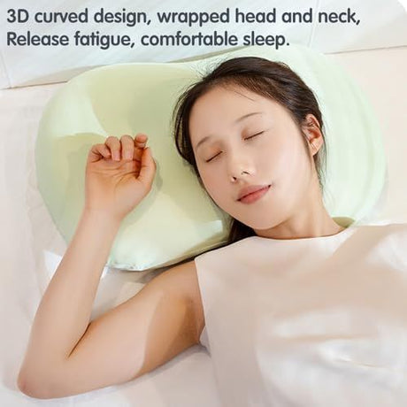 12.5*7.8*3.5inch Ice Silk Neck Support Pillow,Soft Ergonomic Memory Foam Pillow for Side Sleeper,Slow Rebound Head Neck Pillow with Washable Cover - Pink - Size 12.5*7.8*3.5inch