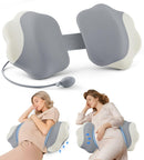 Pregnancy Pillows for Sleeping, Memory Foam Maternity Pillow Support for Back Belly HIPS, Adjustable Travel Wedge Pillow for Pregnant Women, Side Sleeping Pregnant Pillows with Cooling Pillowcase - Gray - Size 27.5in
