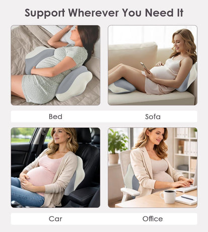 Pregnancy Pillows for Sleeping, Memory Foam Maternity Pillow Support for Back Belly HIPS, Adjustable Travel Wedge Pillow for Pregnant Women, Side Sleeping Pregnant Pillows with Cooling Pillowcase - Gray - Size 27.5in