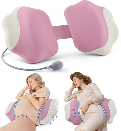 Pregnancy Pillows for Sleeping, Memory Foam Maternity Pillow Support for Back Belly HIPS, Adjustable Travel Wedge Pillow for Pregnant Women, Side Sleeping Pregnant Pillows with Cooling Pillowcase - Pink - Size 27.5in
