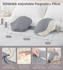 Pregnancy Pillows for Sleeping, Memory Foam Maternity Pillow Support for Back Belly HIPS, Adjustable Travel Wedge Pillow for Pregnant Women, Side Sleeping Pregnant Pillows with Cooling Pillowcase - Pink - Size 27.5in