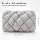 Mellow Sleep Pillow Puff, Pineapple Bun Fluffy Quilted Bed Pillow for Hot Sleepers, Cooling Marshmallow-Soft Sleeping Cushion, Comfy College Dorm Essentials and Cute Room Decor - Gray - Size 74cm*48cm