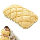 Mellow Sleep Pillow Puff, Pineapple Bun Fluffy Quilted Bed Pillow for Hot Sleepers, Cooling Marshmallow-Soft Sleeping Cushion, Comfy College Dorm Essentials and Cute Room Decor - White - Size 74cm*48cm