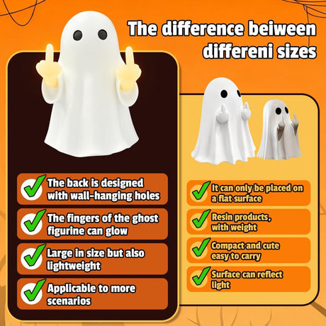 Halloween Ghost Figurine -7.5in Wall-Mounted Ghost Decorations, Cute Ghost Statue for Home, Desk, Party Porch Decor & Wall Decorations for Halloween