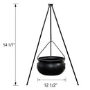 Halloween Decorations Outdoor - Large Witches Cauldron on 54" Tripod | Hocus Pocus Candy Bucket, Halloween Decor, Black Plastic Bowl, Home Party Room Decor , Indoor Outside Yard Lawn Use