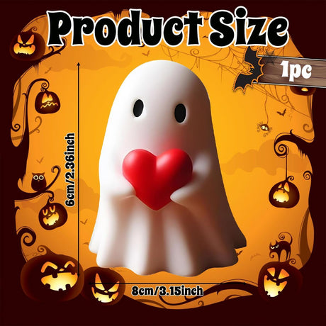 For Him Her Women,Ghost Figurine - Spooky Resin Ghost Statue, Cute Red Heart Ghost Home Decoration Humorous Desktop Gifts Halloween Art Piece