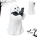 Halloween Ghost Figurine - Spooky Resin Ghost Statue, Hugging the Ghost of a Bat Ghost Halloween Decor Home Decoration Humorous Desktop Art Piece White Hugging the Ghost of a Bat