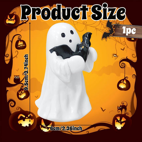 Halloween Ghost Figurine - Spooky Resin Ghost Statue, Hugging the Ghost of a Bat Ghost Halloween Decor Home Decoration Humorous Desktop Art Piece White Hugging the Ghost of a Bat