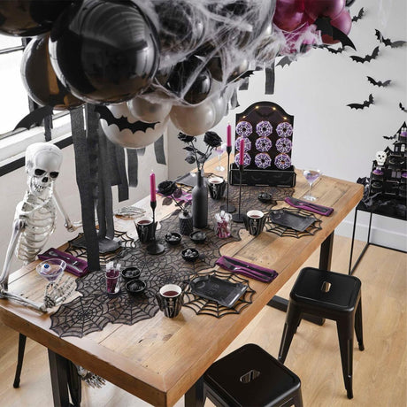 Halloween Table Runner, Black Lace Spider Web Table Runners for Halloween Decor/Party Dinner Table Decoration 18 x 72Inch