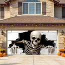Halloween Garage Door Cover Halloween Decorations Outdoor Hanging Banner Garage - White - Size 7x8ft