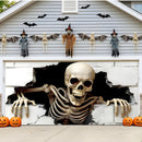 Halloween Garage Door Cover Halloween Decorations Outdoor Hanging Banner Garage - White - Size 7x16ft