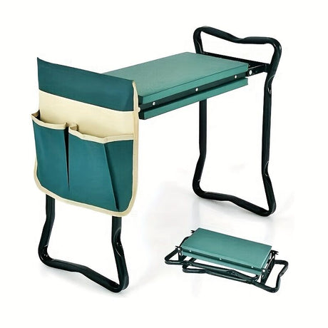 Folding Garden Kneeler and Seat with Pockets-Green