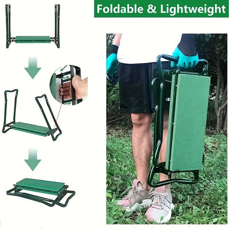 Folding Garden Kneeler and Seat with Pockets-Green