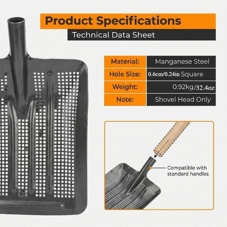 Stainless Steel Garden Sieve Shovel for Soil and Compost Screening-Grey