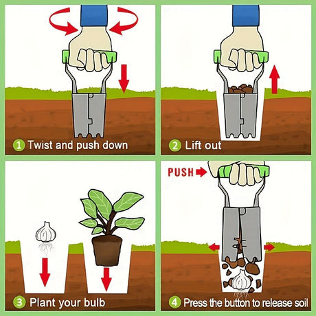 2-Piece Garden Plant Transplanter and Dibber Set for Australian Gardens-Green