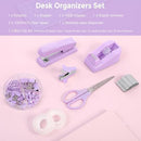 Desk Accessories, Stapler and Tape Dispenser Set,10PCS Office Supplies Set, Stapler, Tape Dispenser, Scissors, Binder/Paper Clips and 500pcs Staples - Pink - Size 10Pcs