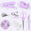 Desk Accessories, Stapler and Tape Dispenser Set,10PCS Office Supplies Set, Stapler, Tape Dispenser, Scissors, Binder/Paper Clips and 500pcs Staples - Pink - Size 10Pcs
