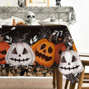 Halloween Tablecloth Black Orange | Pumpkin Jack-O-Lantern Cobweb Washable Table Cover for Party Picnic Dinner Decor - Black-Orange - Size 36in*60in