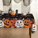 Halloween Tablecloth Black Orange | Pumpkin Jack-O-Lantern Cobweb Washable Table Cover for Party Picnic Dinner Decor - Black-Orange - Size 36in*60in