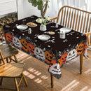 Halloween Tablecloth Black Orange | Pumpkin Jack-O-Lantern Cobweb Washable Table Cover for Party Picnic Dinner Decor - Black-Orange - Size 60in*60in