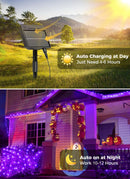 Solar String Lights Outdoor Waterproof, LED Outdoor Light | Solar Fairy Lights with 8 Lighting Modes, IP65 Waterproof Solar Christmas Halloween Lights for Outdoor Outside Tree Patio - Purple - Size 40ft 100-LED String Light