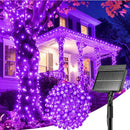 Solar String Lights Outdoor Waterproof, LED Outdoor Light | Solar Fairy Lights with 8 Lighting Modes, IP65 Waterproof Solar Christmas Halloween Lights for Outdoor Outside Tree Patio - Purple - Size 105ft 300-LED String Light