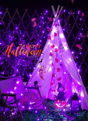 Solar String Lights Outdoor Waterproof, LED Outdoor Light | Solar Fairy Lights with 8 Lighting Modes, IP65 Waterproof Solar Christmas Halloween Lights for Outdoor Outside Tree Patio - Purple - Size 105ft 300-LED String Light