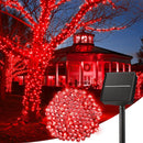 Solar String Lights Outdoor Waterproof, LED Outdoor Light | Solar Fairy Lights with 8 Lighting Modes, IP65 Waterproof Solar Christmas Halloween Lights for Outdoor Outside Tree Patio - Red - Size 105ft 300-LED String Light
