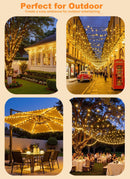 Solar String Lights Outdoor, 2 Pack LED Solar Outdoor Lights | Solar Fairy Lights with 8 Lighting Modes, Waterproof Solar Christmas Halloween  Lights for Outside Tree Garden Balcony Gazebo Party - Warm White - Size 72ft 200-LED String Light
