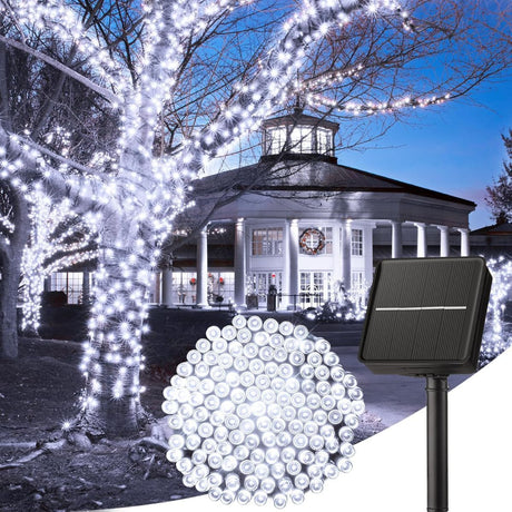 Solar String Lights Outdoor Waterproof, LED Outdoor Light | Solar Fairy Lights with 8 Lighting Modes, IP65 Waterproof Solar Christmas Halloween Lights for Outdoor Outside Tree Patio - White - Size 72ft 200-LED String Light
