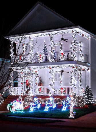 Solar String Lights Outdoor Waterproof, LED Outdoor Light | Solar Fairy Lights with 8 Lighting Modes, IP65 Waterproof Solar Christmas Halloween Lights for Outdoor Outside Tree Patio - White - Size 105ft 300-LED String Light