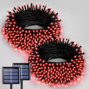 Solar String Lights Outdoor, 2 Pack LED Solar Outdoor Lights | Solar Fairy Lights with 8 Lighting Modes, Waterproof Solar Christmas Halloween  Lights for Outside Tree Garden Balcony Gazebo Party - Red - Size 72ft 200-LED String Light