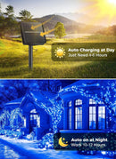 Solar String Lights Outdoor, 2 Pack LED Solar Outdoor Lights | Solar Fairy Lights with 8 Lighting Modes, Waterproof Solar Christmas Halloween  Lights for Outside Tree Garden Balcony Gazebo Party - Blue - Size 40ft 100-LED String Light