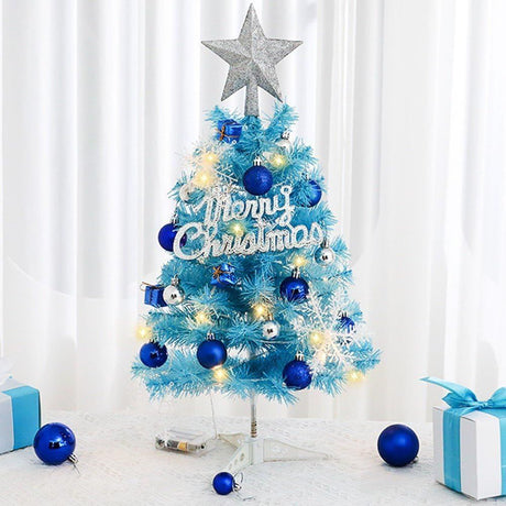 Mini Christmas Tree, Small Artificial Xmas Tree – Perfect for Christmas Decor, Home Decor, Tabletop Display, Office Desk, Party Centerpiece, Windowsill, Mantel, and Year-Round Festive Setting - Blue - Size 45cm