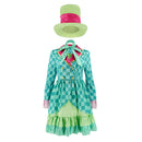 Hatter Costume Women Mad Tea Party Halloween Cosplay Dress with Bowtie Top Hat Leggings Mardi Gras Parade Outfits - Green - Size L