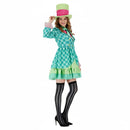 Hatter Costume Women Mad Tea Party Halloween Cosplay Dress with Bowtie Top Hat Leggings Mardi Gras Parade Outfits - Green - Size S