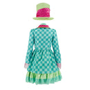 Hatter Costume Women Mad Tea Party Halloween Cosplay Dress with Bowtie Top Hat Leggings Mardi Gras Parade Outfits - Green - Size S