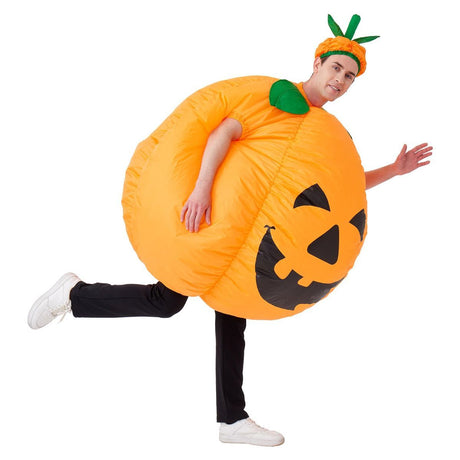 Pumpkin Inflatable Costume Blow up Costume Orange Fancy Dress Adult Jumpsuit Halloween Cosplay Outfit Gift