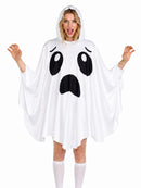 Adult Ghost Costume for Women – White Hooded Ghost Poncho, Spooky Halloween Costume