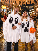 Adult Ghost Costume for Women – White Hooded Ghost Poncho, Spooky Halloween Costume