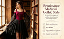 Women Witch Dress Halloween Costumes Vampire Woman Renaissance Medieval Butterfly Sleeve Mesh Gothic Dresses - Black - Size M
