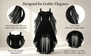 Women Witch Dress Halloween Costumes Vampire Woman Renaissance Medieval Butterfly Sleeve Mesh Gothic Dresses - Blue - Size M