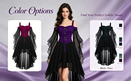 Women Witch Dress Halloween Costumes Vampire Woman Renaissance Medieval Butterfly Sleeve Mesh Gothic Dresses - Blue - Size M