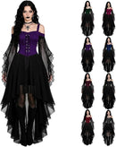 Women Witch Dress Halloween Costumes Vampire Woman Renaissance Medieval Butterfly Sleeve Mesh Gothic Dresses - Purple - Size XXL