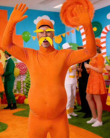 Orange Jumpsuit Ballet Skirt Fake Belly Costume Set Halloween Costume Costume Adult - Orange - Size XL