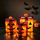 3 Pack Lighted Halloween Pumpkin Gift Boxes, 60 LED Battery Operated Jack O Lantern Decorations with Timer & 8 Modes
