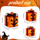 3 Pack Lighted Halloween Pumpkin Gift Boxes, 60 LED Battery Operated Jack O Lantern Decorations with Timer & 8 Modes