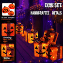 3 Pack Lighted Halloween Pumpkin Gift Boxes, 60 LED Battery Operated Jack O Lantern Decorations with Timer & 8 Modes